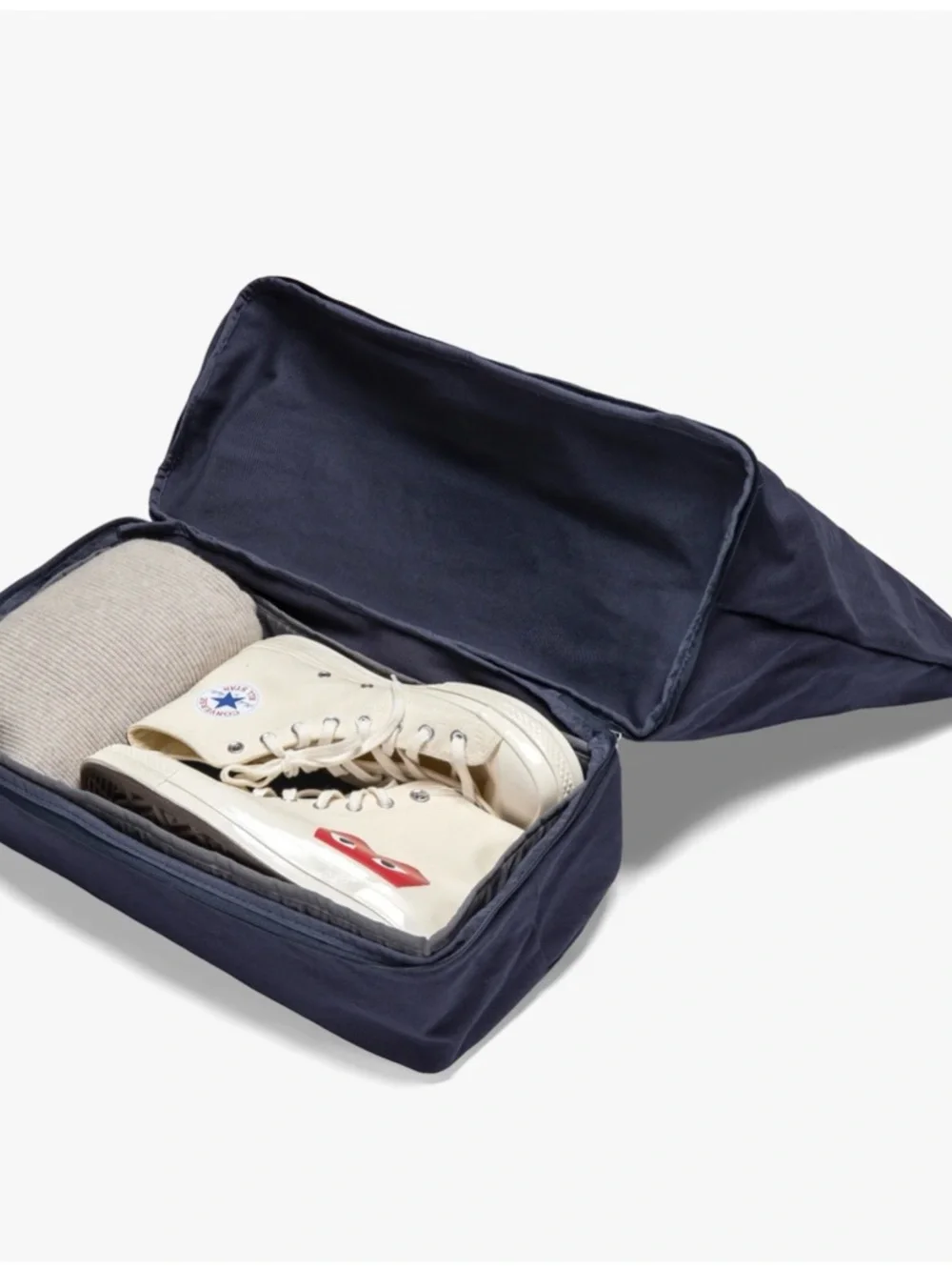 Lo & Sons Navy Canvas Duffel with Cream Handles